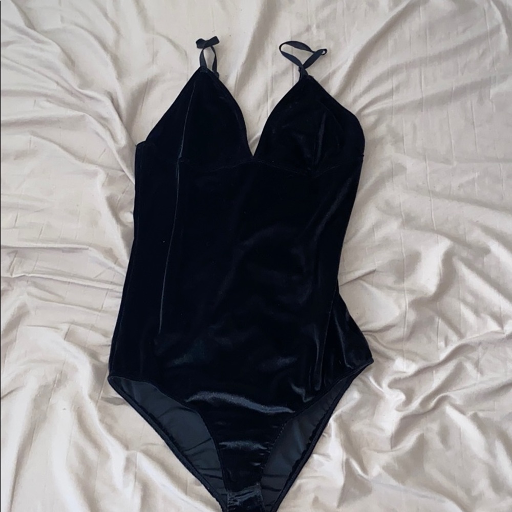 Black velvet body suit